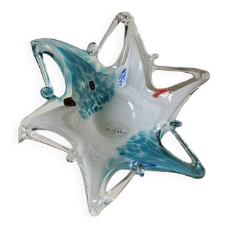 Vide Poche Murano/Modèle Millefiori. Forme étoile de Mer. En verre d Art soufflé. Diam 19,5 cm