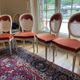 Set of 4 Louis XVI style medallion chairs in lacquered wood and cane