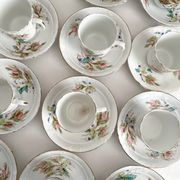 12 ironstone coffee cups with polychrome floral decoration, KG Lunéville