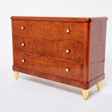 Chest of drawers amboine magnifying glass gilding  circa 1940s