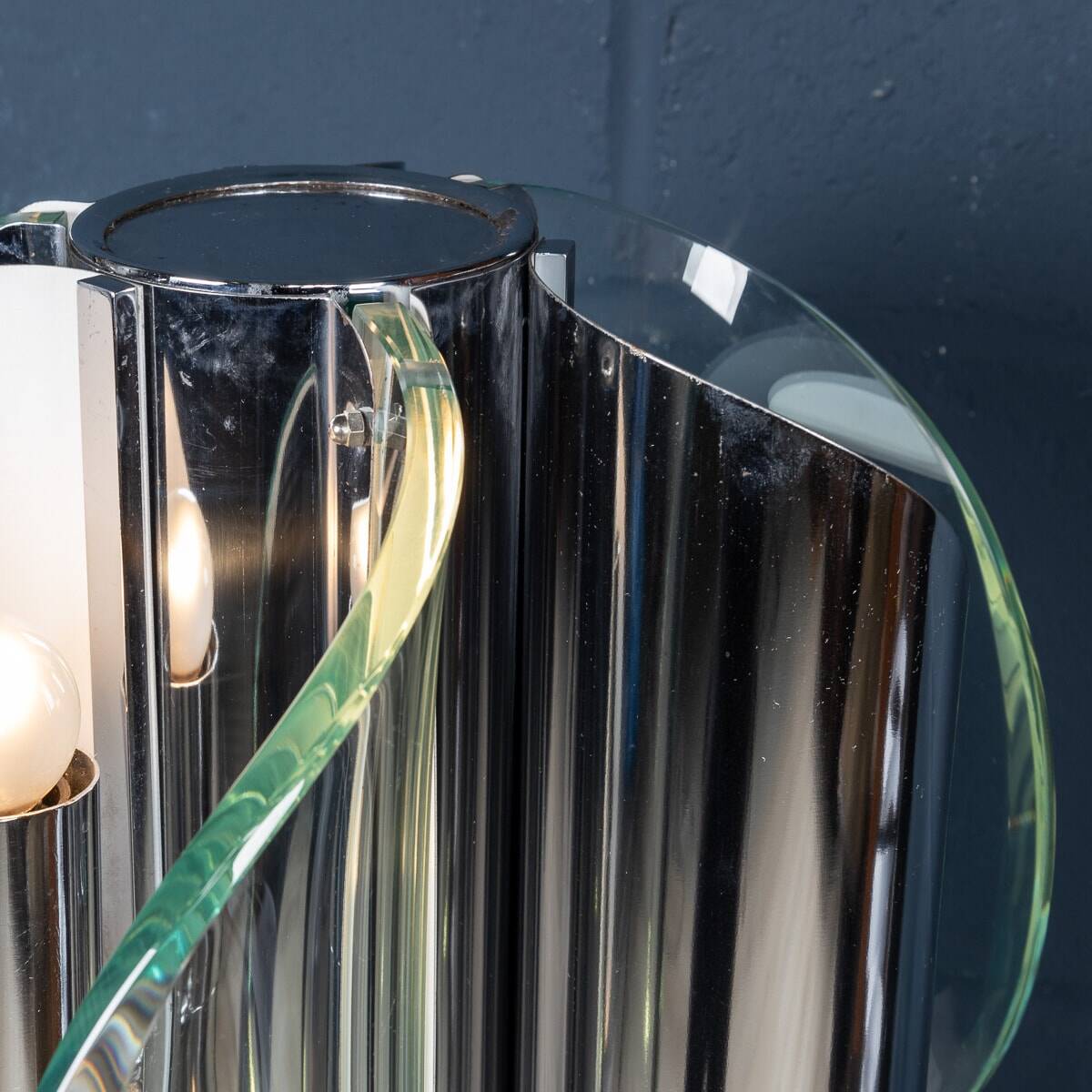 20th century italian chrome & glass floor lamp attributable to max ingrand