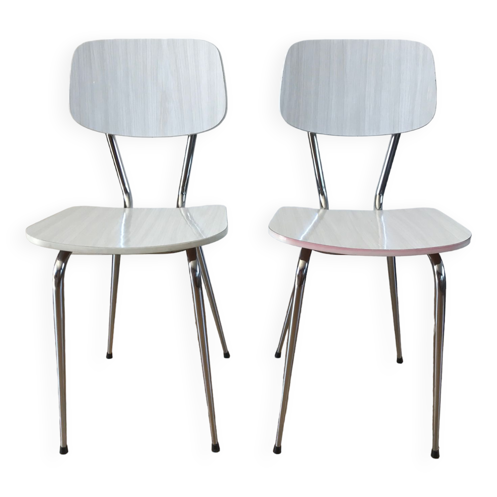 Pair of white Formica chairs 70s