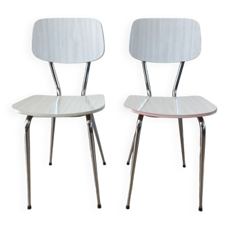 Pair of white Formica chairs 70s