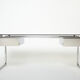 Desk stainless steel brushed gray smoked glass by Patrice Maffei for Kappa 1970