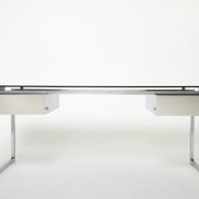 Desk stainless steel brushed gray smoked glass by Patrice Maffei for Kappa 1970
