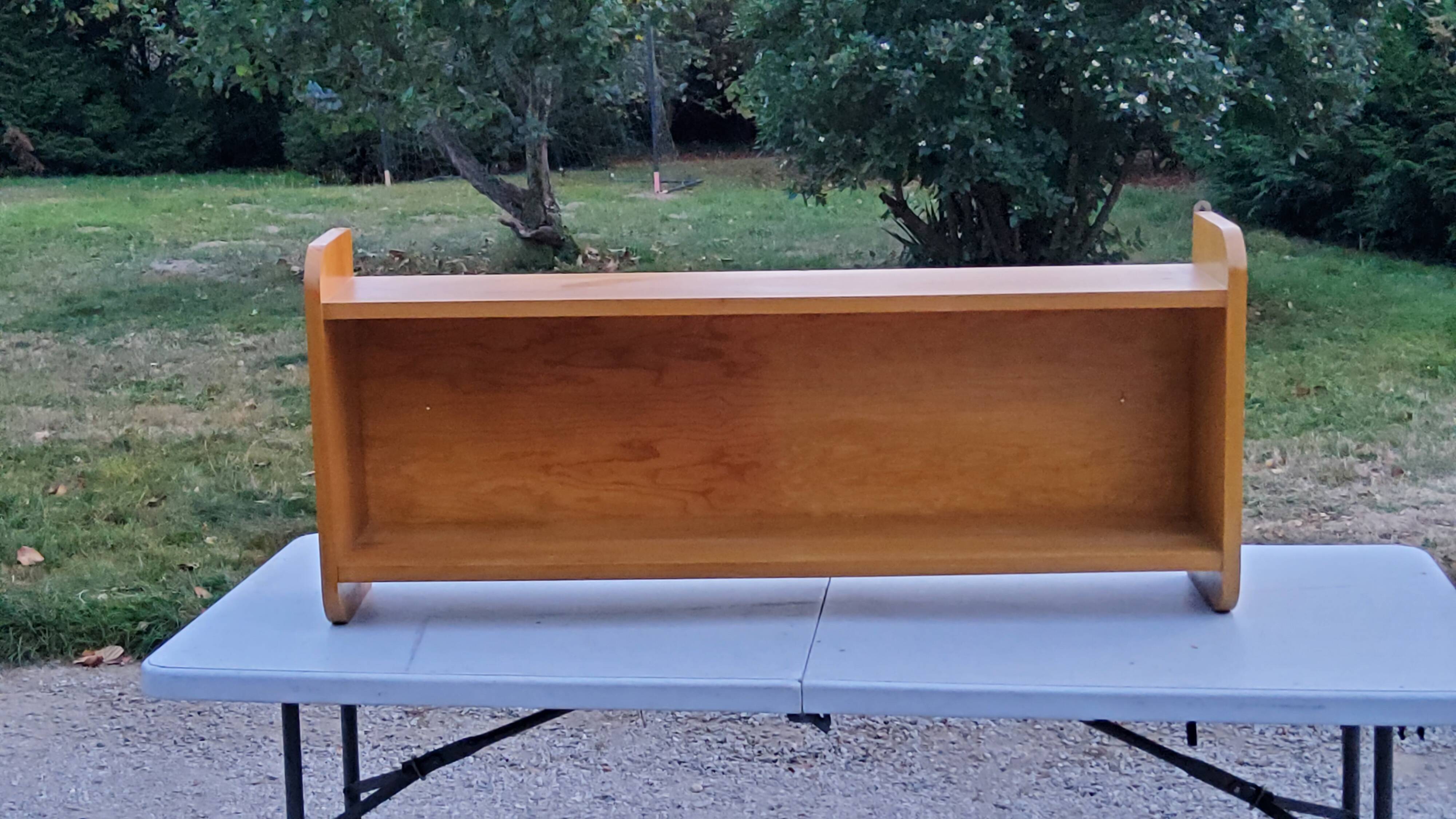 Double wall shelf in solid blond oak from the 1950s