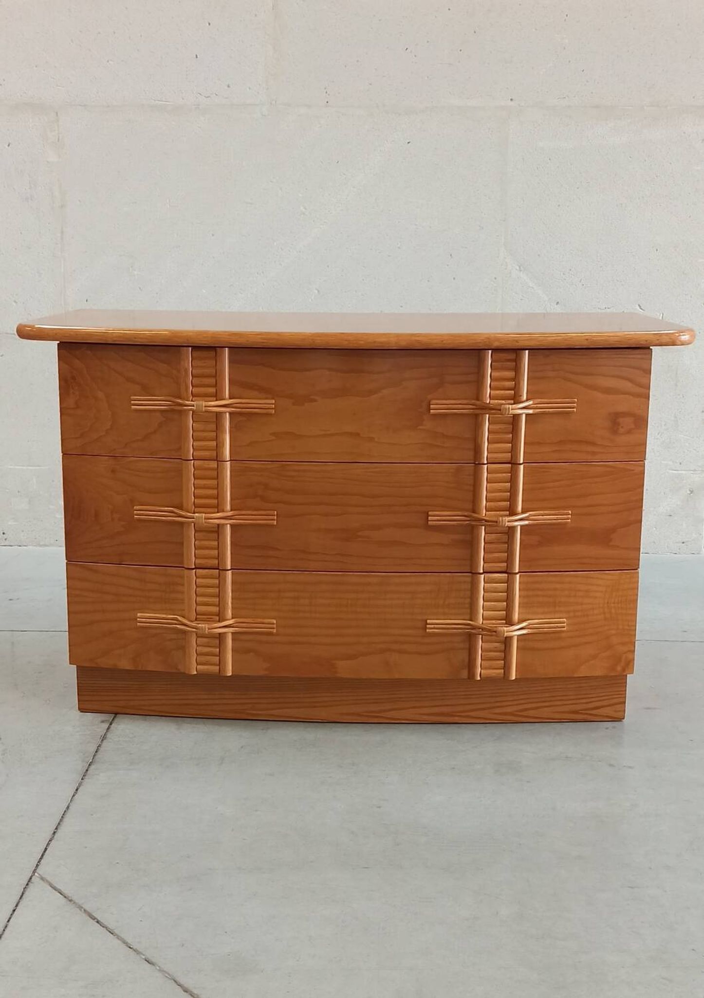 Vintage chest of drawers with bamboo and rattan details