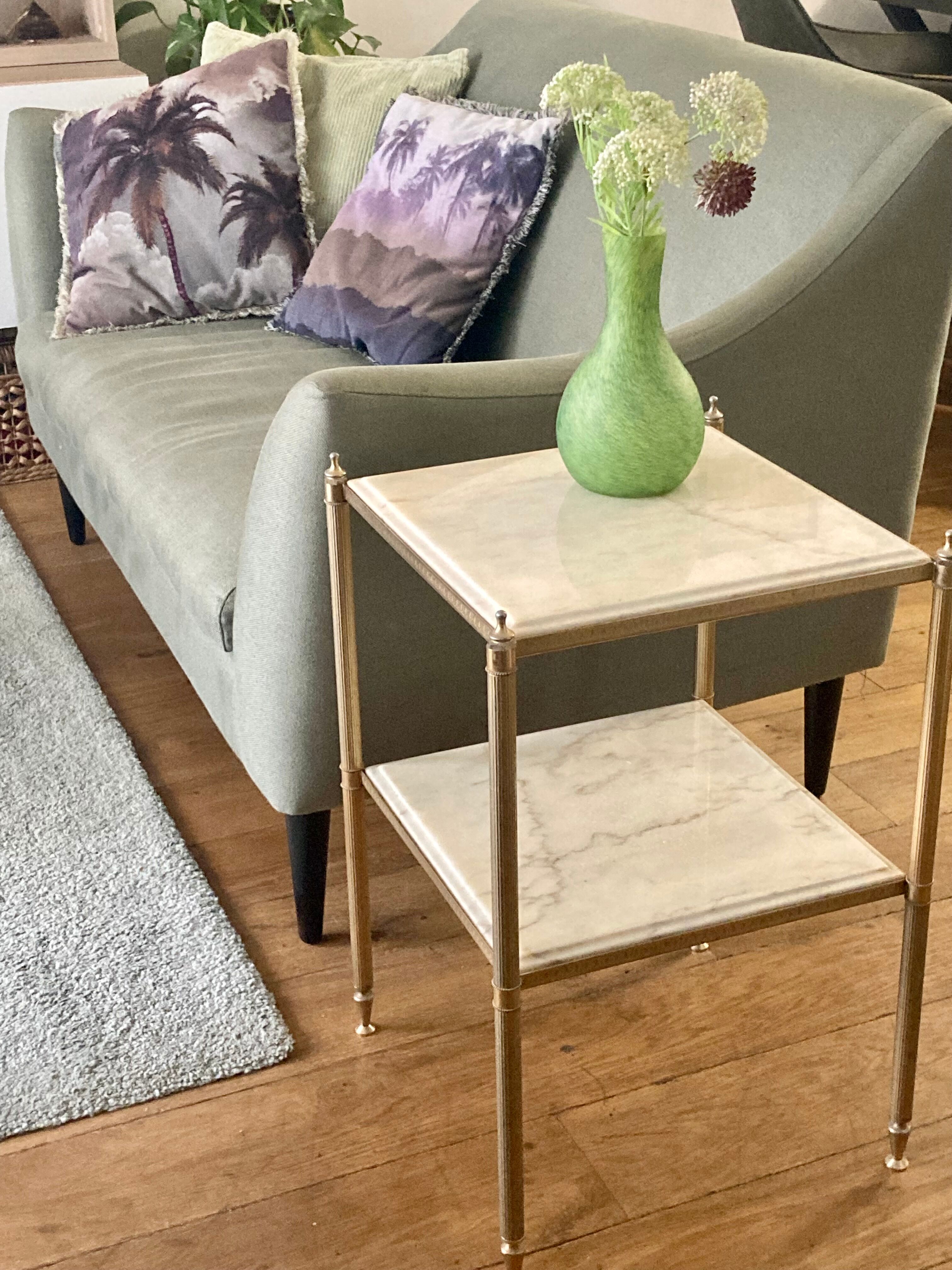 Brass and marble side table