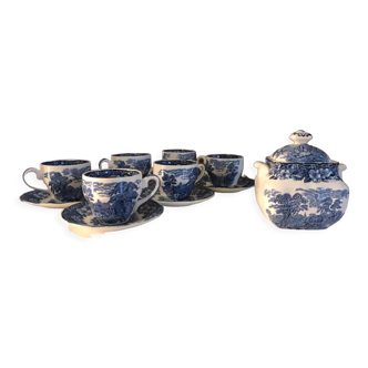 Set of 6 cups vintage Enoch Wedgwood Tunstall Ltd "Woodland" English porcelain
