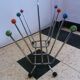 Space age atomic sputnik magazine rack, chrome with wooden balls 6