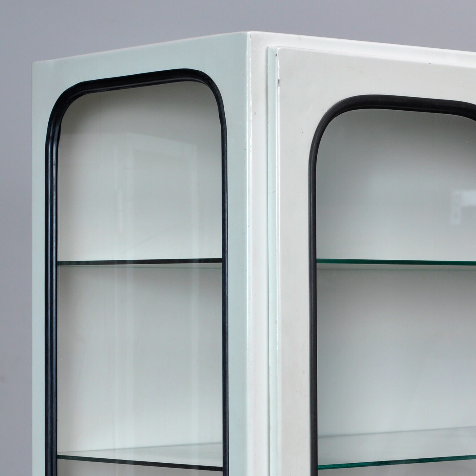 Vintage Glass & Iron Medical Cabinet, 1970s
