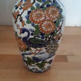 Gien Earthenware vase, good condition, decorated with flowers and peacocks, and friezes on the sides
