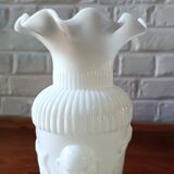 Antique vase in large white fairground opaline, vintage France