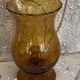 Photophore in bubble glass and hand-blown golden yellow signed vintage biot