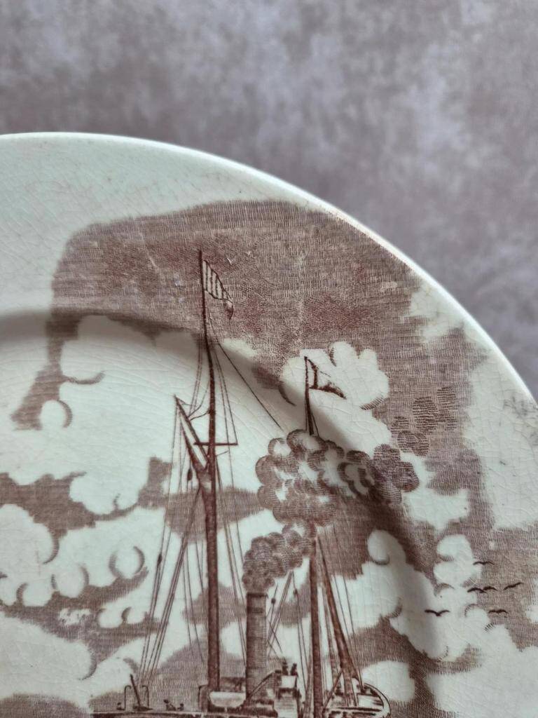 Antique plate Terre de Fer Clairefontaine Marine model