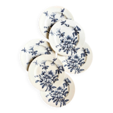 6 assiettes à dessert Lunéville en terre de fer bleue, service "Azaléa"