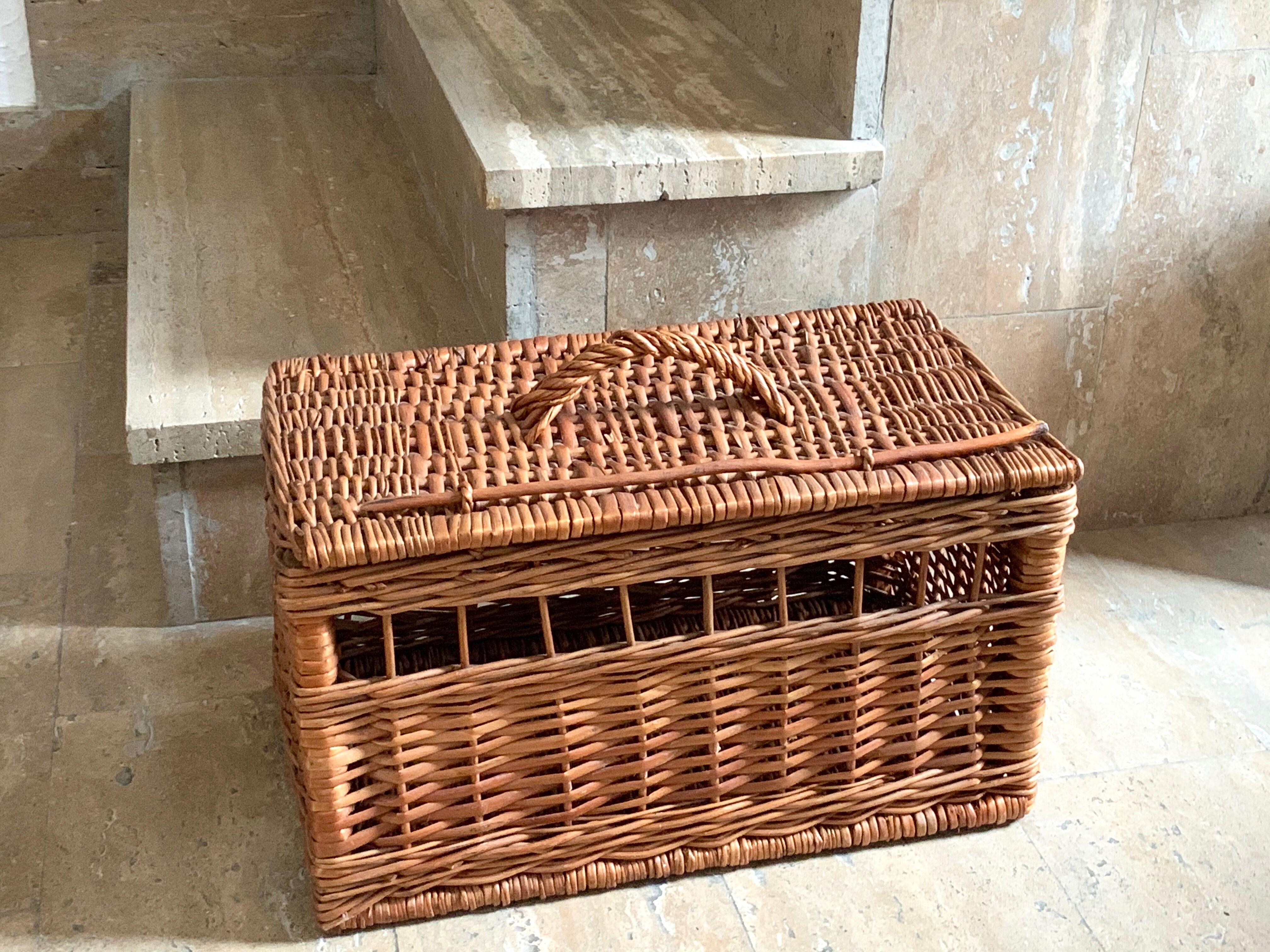 Wicker transport basket, 1960s