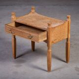 Brutalist Oak Bedside Tables attributed to Henning Kjærnulf, 1970s, Set of 2