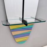 Miroir d'entrée mural ovale et table console avec plateau en verre