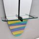 Oval Wall-Mounted Entryway Mirror and Console Table with Glass Top
