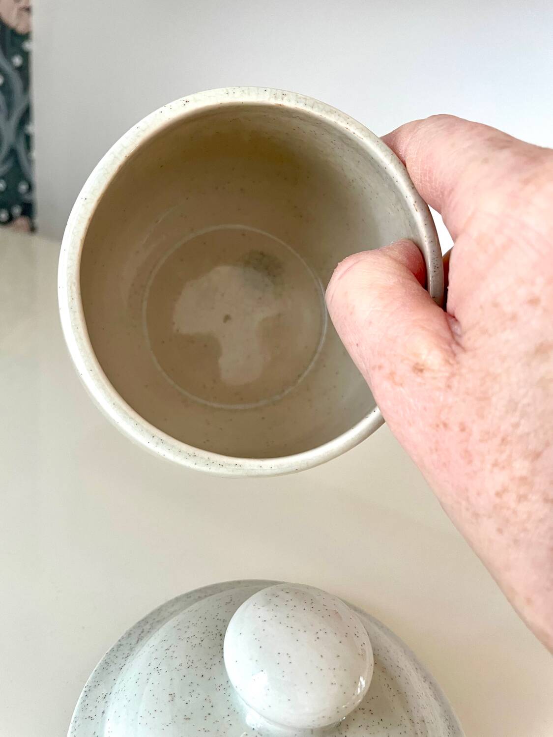 Vintage sandstone sugar bowl Sarreguemines France