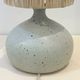 Vintage lamp base in beige-grey ceramic stoneware with raffia lampshade, 1970s