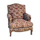 Antique Louis XV style shepherdess armchair in floral flocked fabric