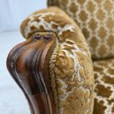 1950s, Danish relax chair, furniture velour, carved ash wood.