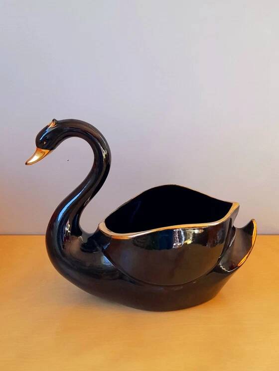Cache Pot Cygne en Faïence 1960