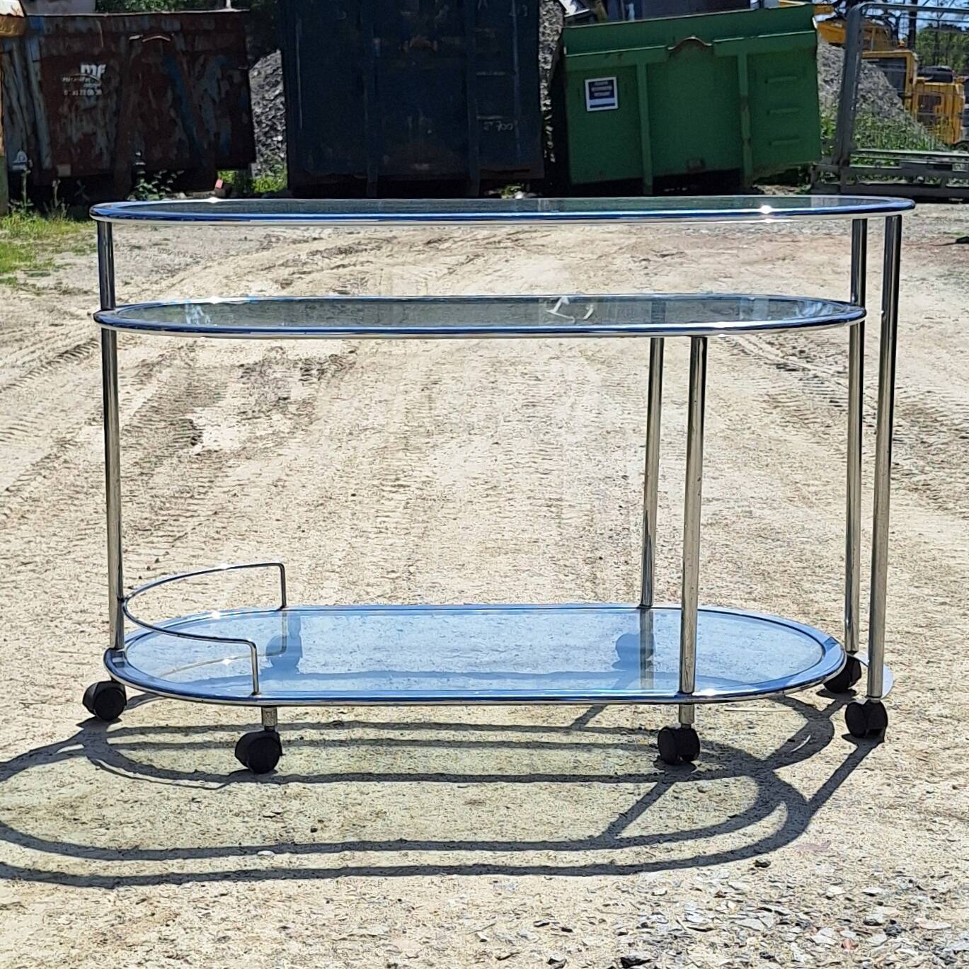 1970s chrome metal serving cart