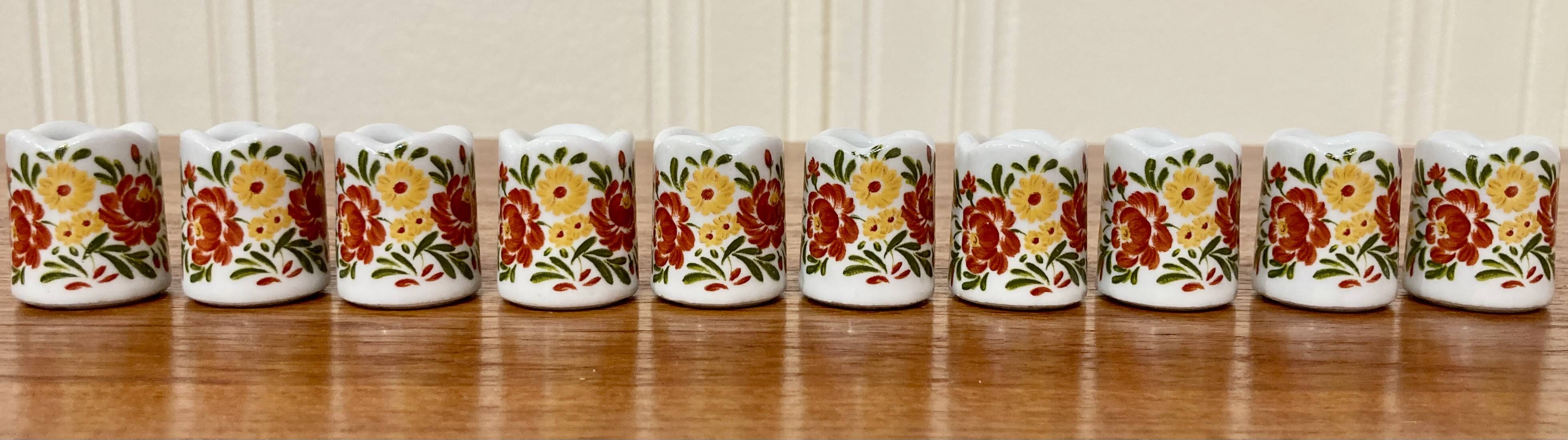 Set of ten designer ceramic candleholders 1950.