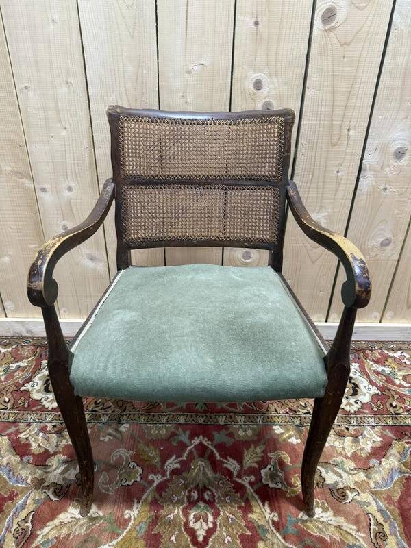 Suite de 6 fauteuils anglais en cannage