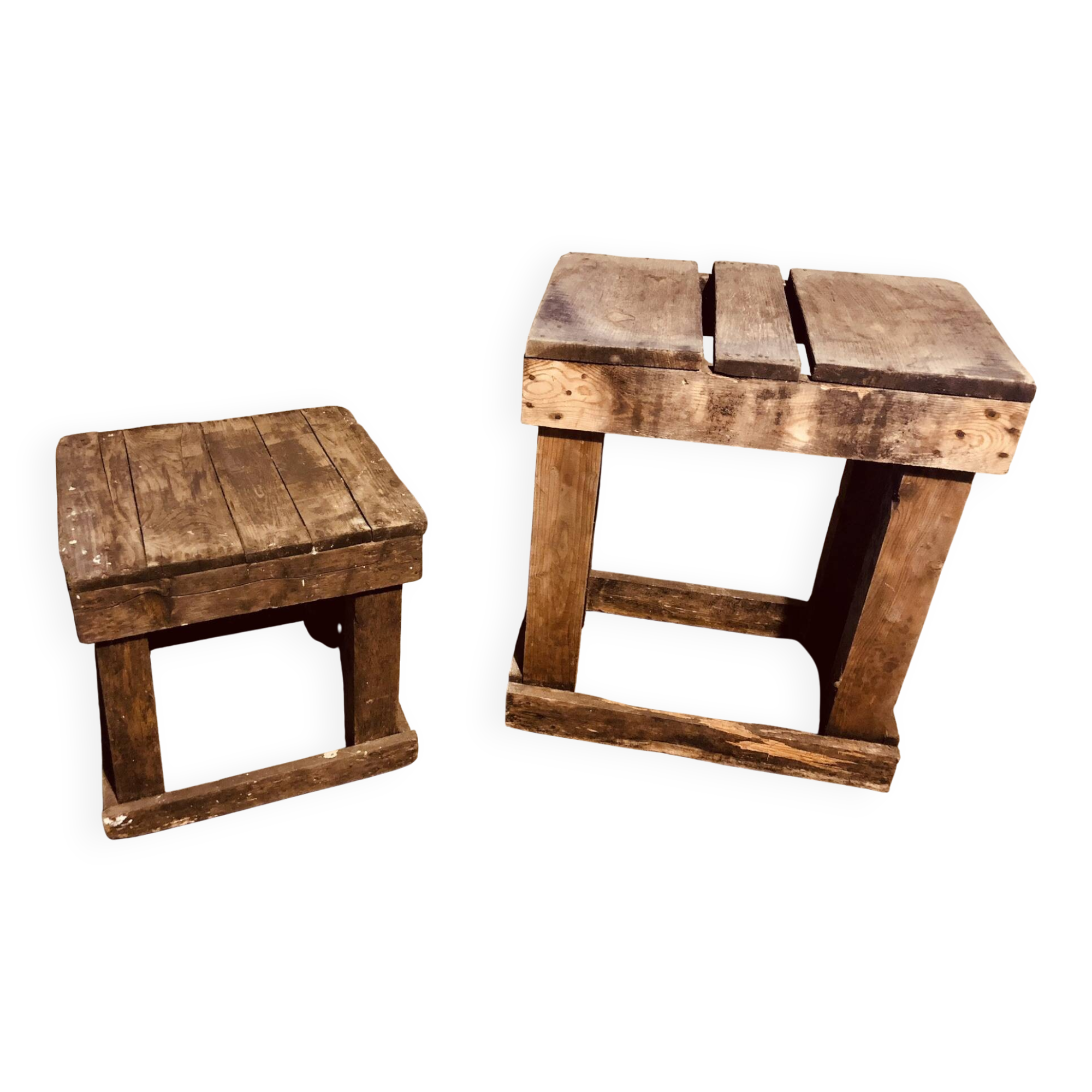 Set of 2 rustic coffee tables from the 1930s