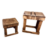 Set of 2 rustic coffee tables from the 1930s