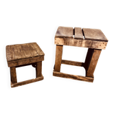 Set of 2 rustic coffee tables from the 1930s