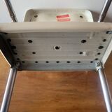 Vintage cosco step stool chair in chrome steel and white skai