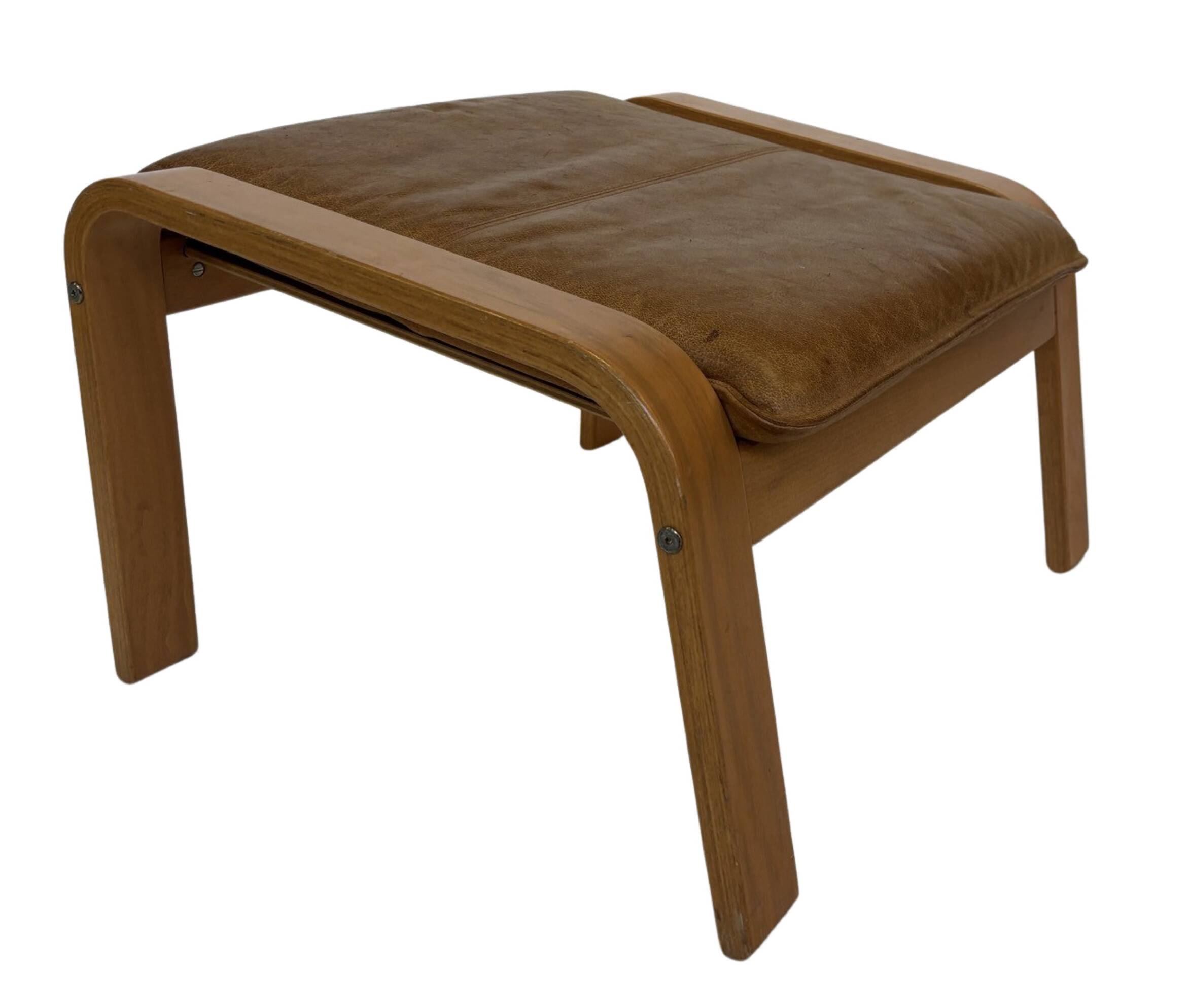 Vintage ikea poang tan cuir cantilever repose-pieds ottoman design