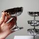 5 vintage-style bistro-style stainless steel dessert bowls on feet