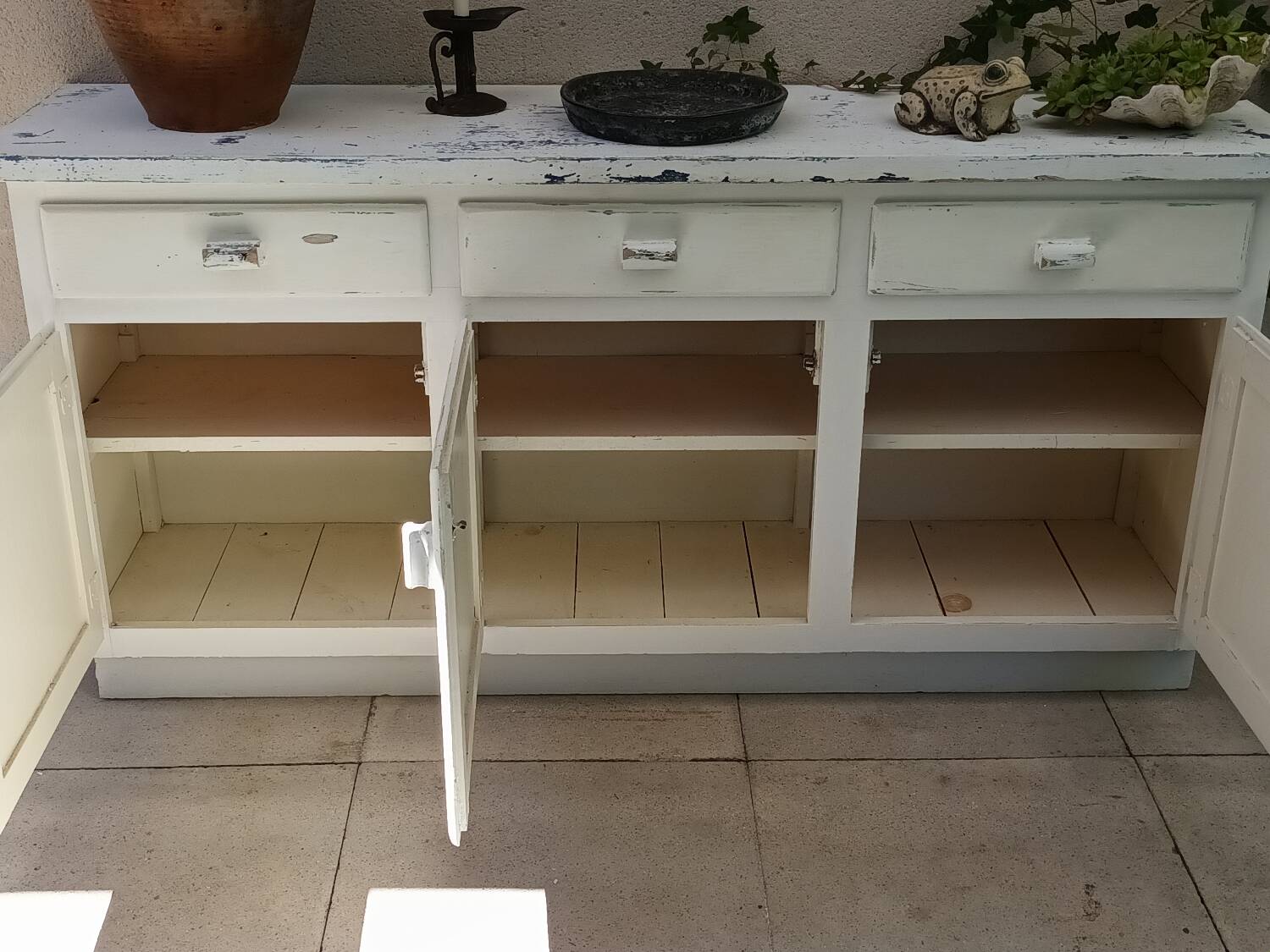 Rustic antique patinated sideboard