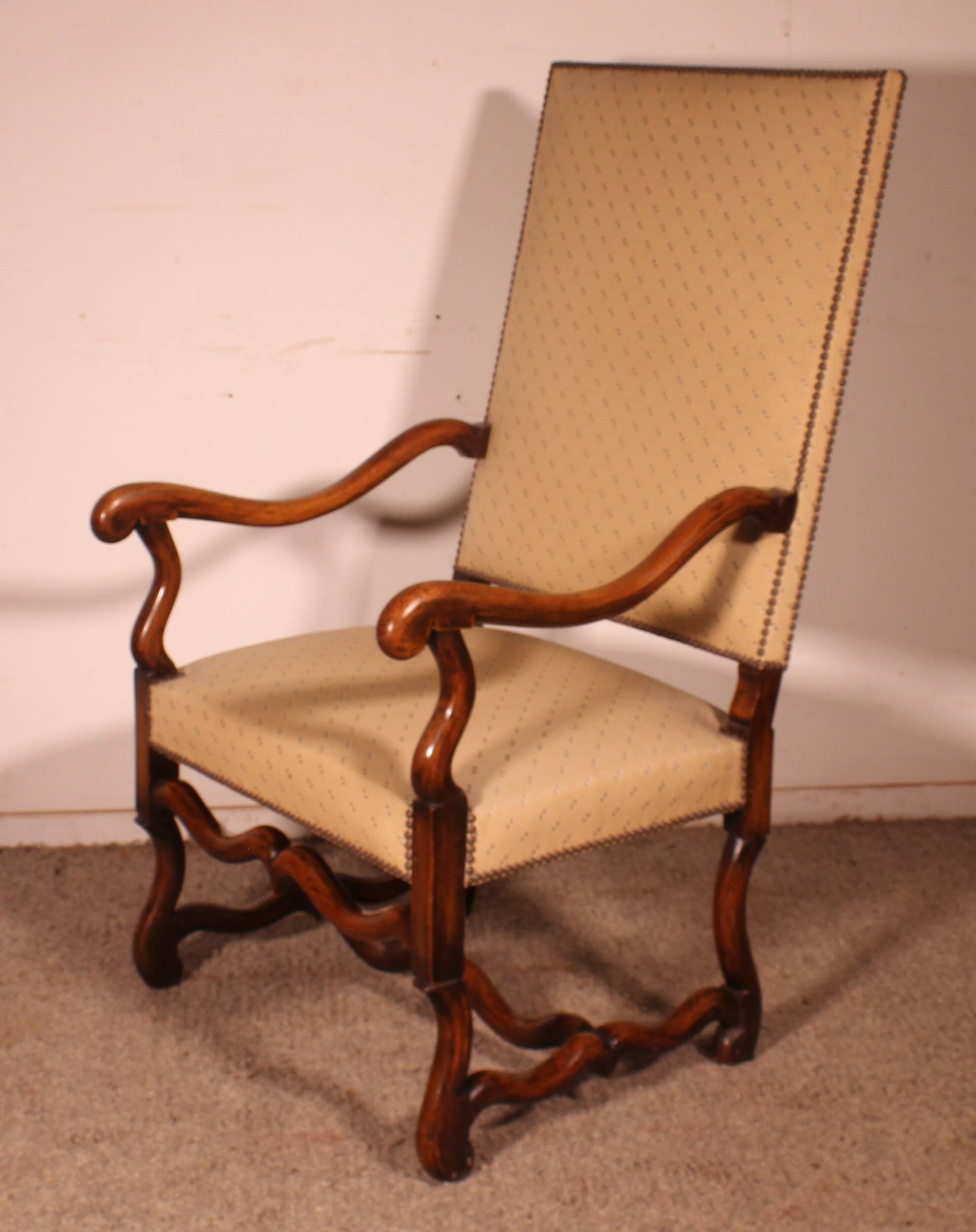 Louis XIV Style Armchairs in Sheep Bone in Walnut - 19th Century