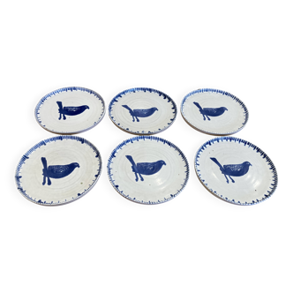 Ensemble 6 assiettes entièrement faites à la main.