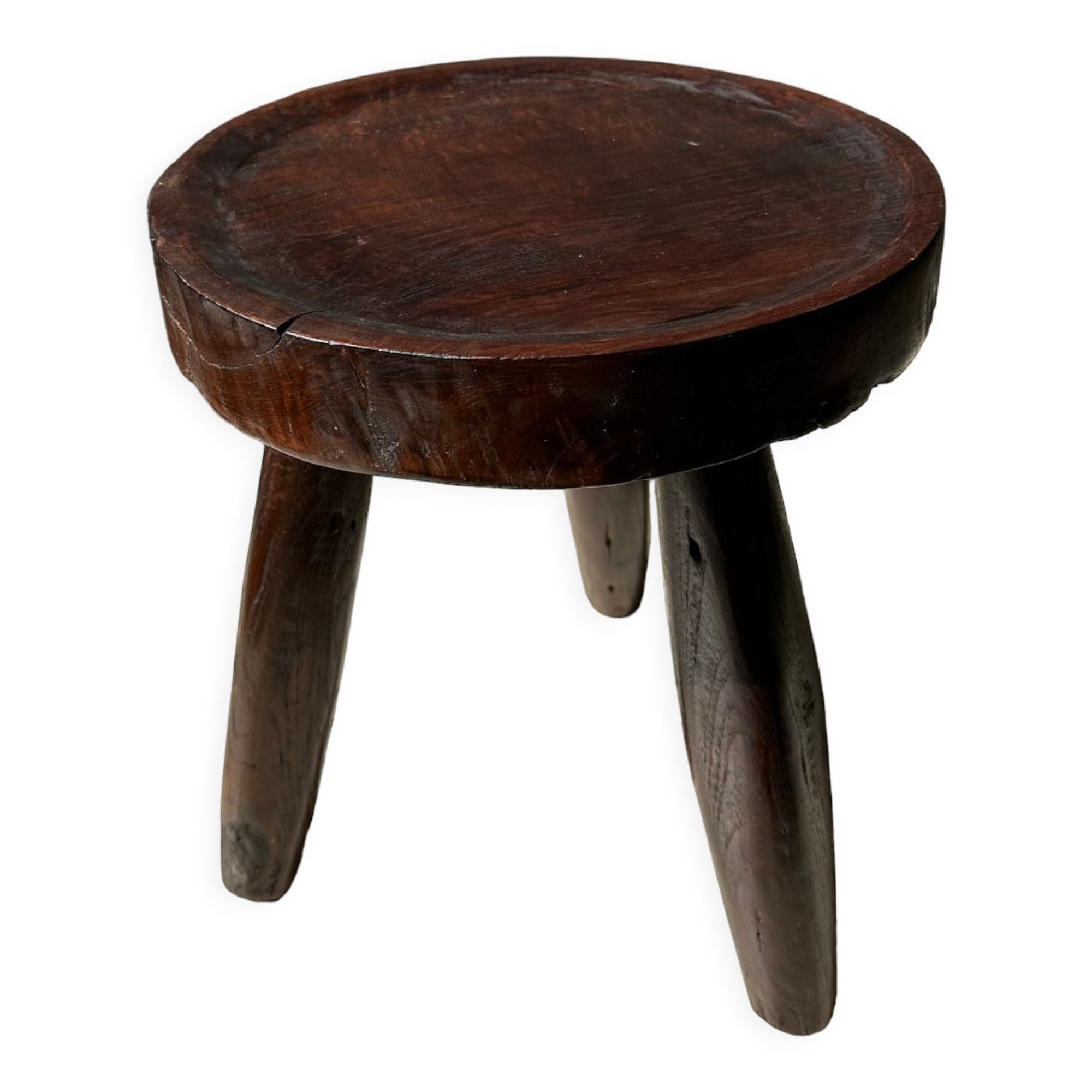 Brown solid wood stool hollow circular seat