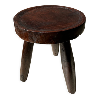 Brown solid wood stool hollow circular seat