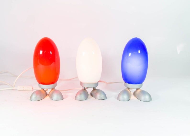 Set of 3 lamps egg red white and blue Ikea 80s