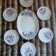 6 antique flat plates in majolica + dish