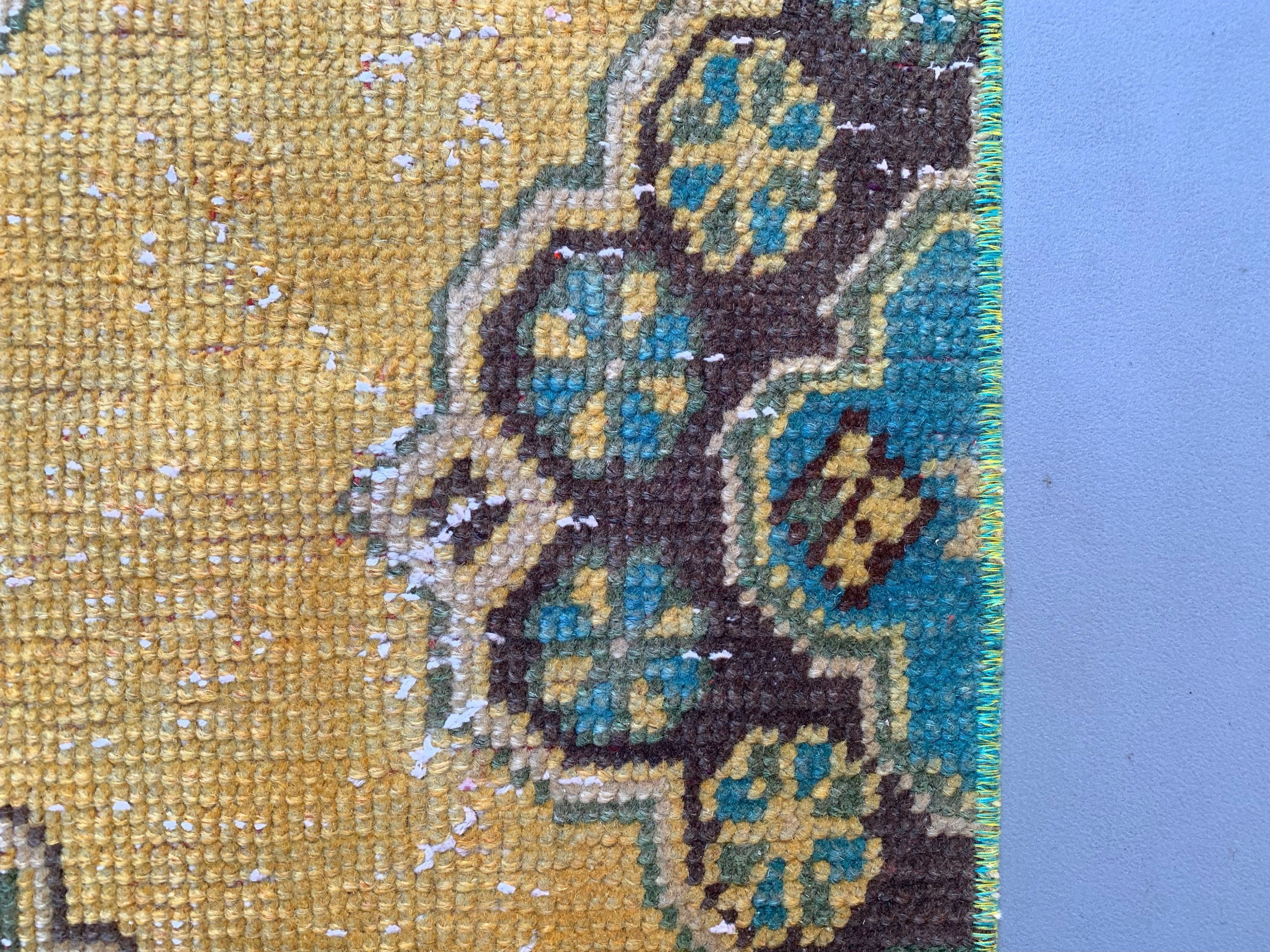 Distressed turkish runner 350x81 cm wool vintage tribal rug