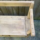 Farmhouse bench with chest in antique solid walnut
