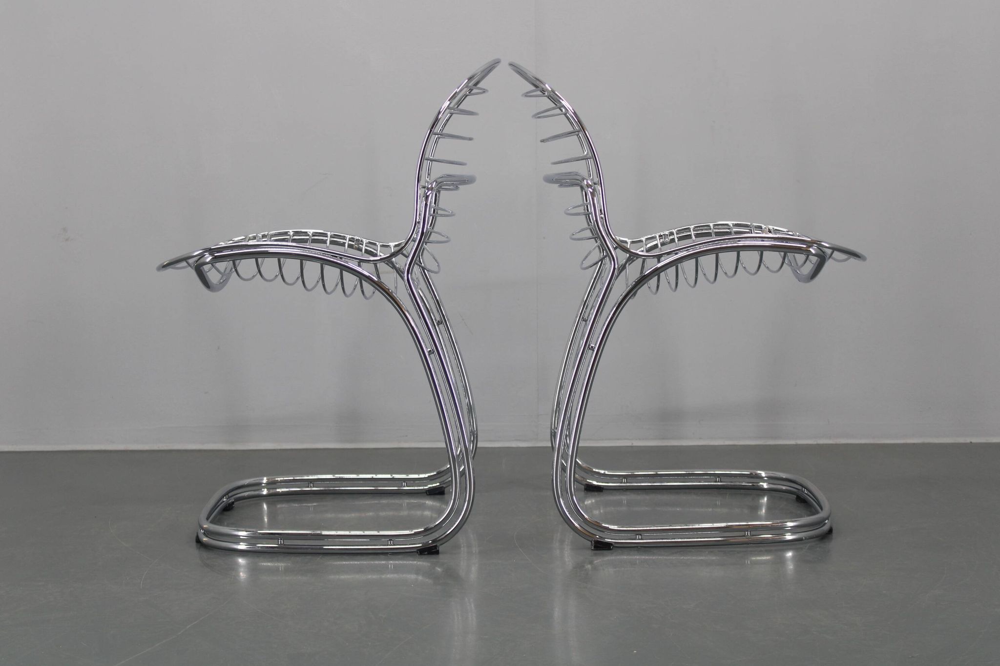 1970s Pair of Gastone Rinaldi Chromed Steel Chairs for Rima, Italy