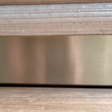 Vintage Thibier 3-seater sofa, beige fabric and brass, France 1978