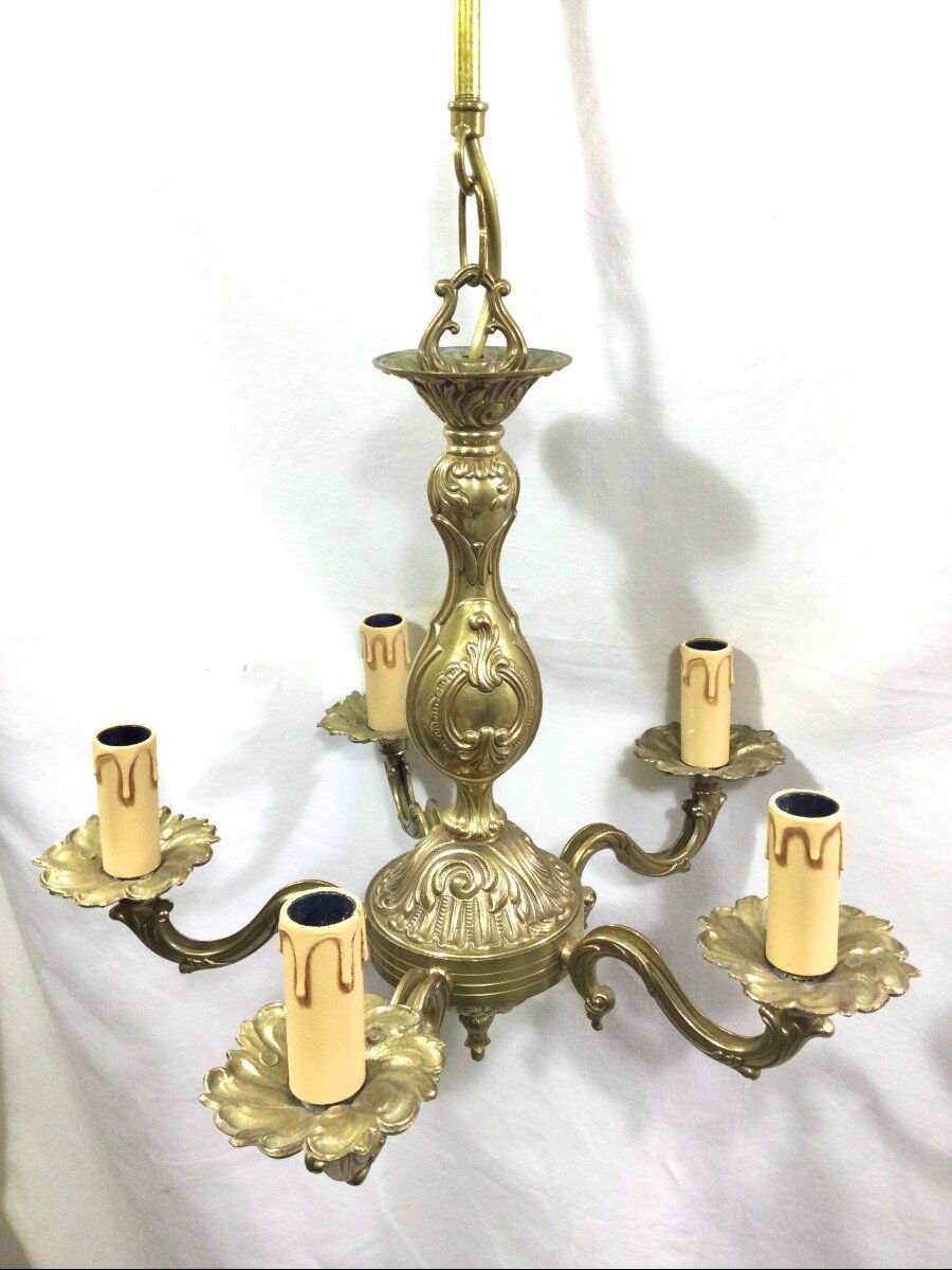 Chandelier 5 lights in bronze